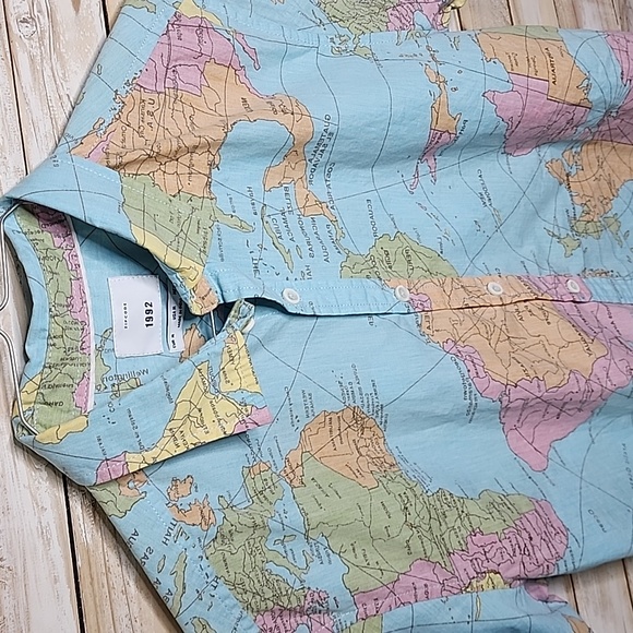 Vintage ZIPCODE 1992 World Map All Over Print Single Stitch Shirt M RARE EUC - Picture 4 of 9
